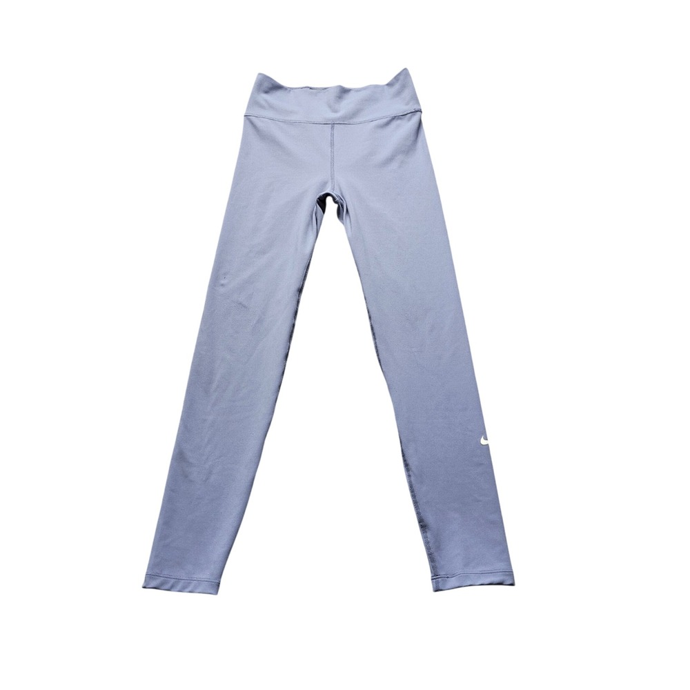 Nike One Dri-FIT Leggings Womens L Blue Grey Active Training FZ5605-499 Solid